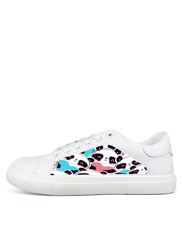 Women Cute Panda Print Comfy Skateboard Shoes