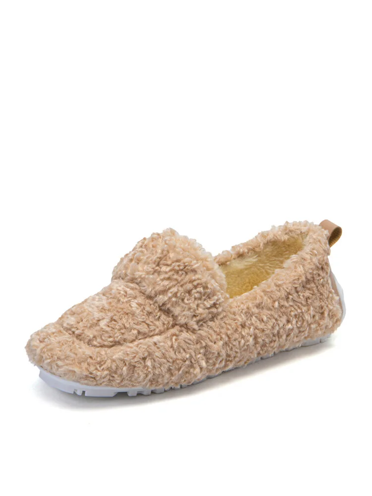 Women Winter Comfy Warm Furry Slip On Flat Loafers