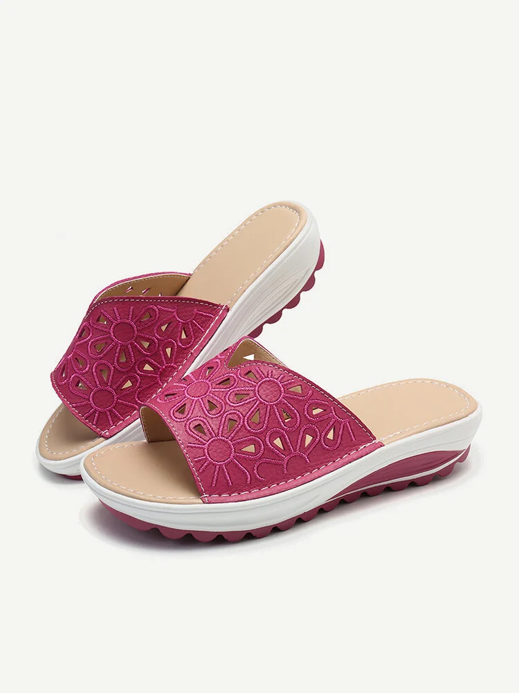 Women Hollow Blossom Deco Beach Platform sandals and slippers