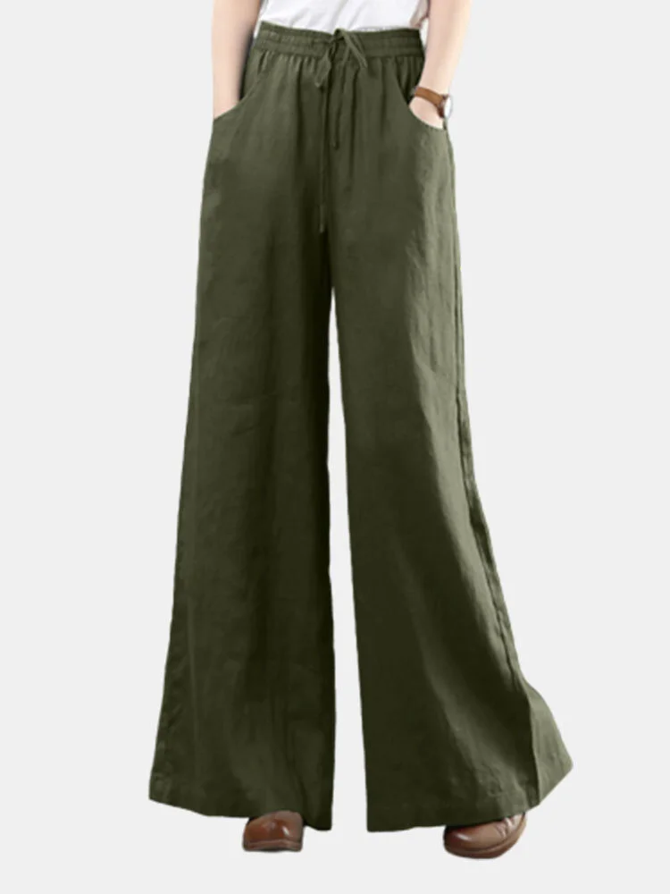 Casual Loose Drawstring Plus Size Wide Leg Pants